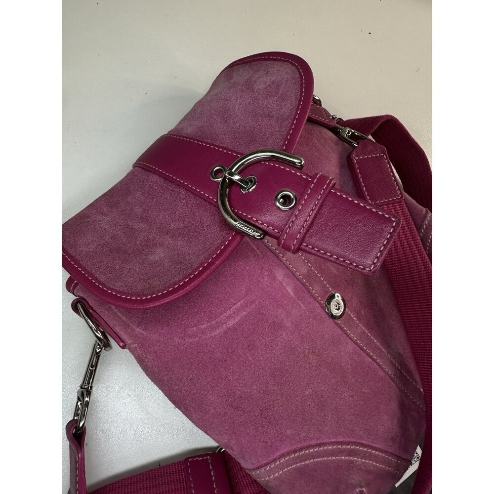 WORN - Coach Soho Bag Pink Suede Crossbody Y2K Vintage - Picture 3 of 12